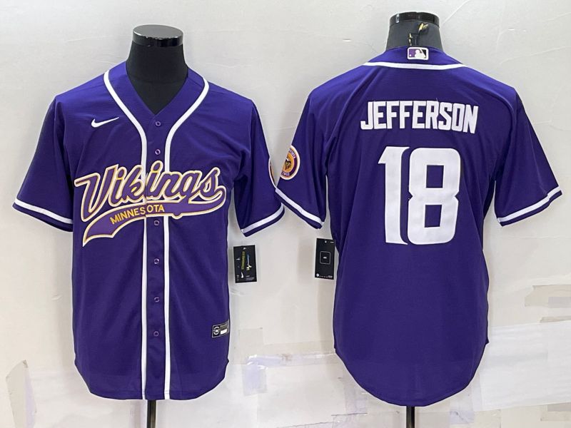 Men Minnesota Vikings #18 Jefferson Purple white 2022 Nike Co branded NFL Jersey->minnesota vikings->NFL Jersey